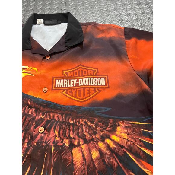 Vintage Harley Davidson AOP Eagle Motorcycle Biker Button Down Shirt Graphic‎ XL - Picture 9 of 11